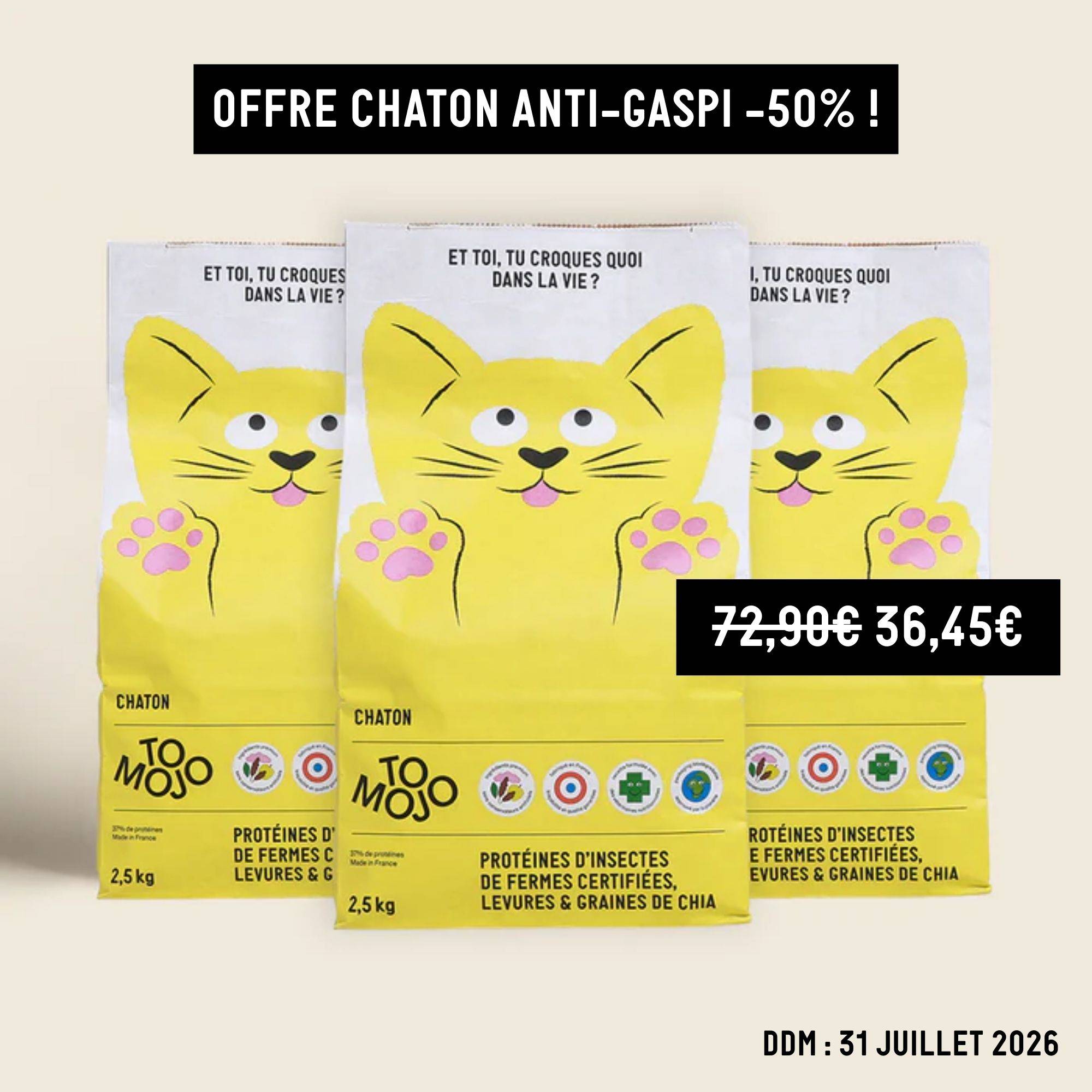 Croquettes aux insectes pour chaton 7,5kg - Tomojo - Imagen 1