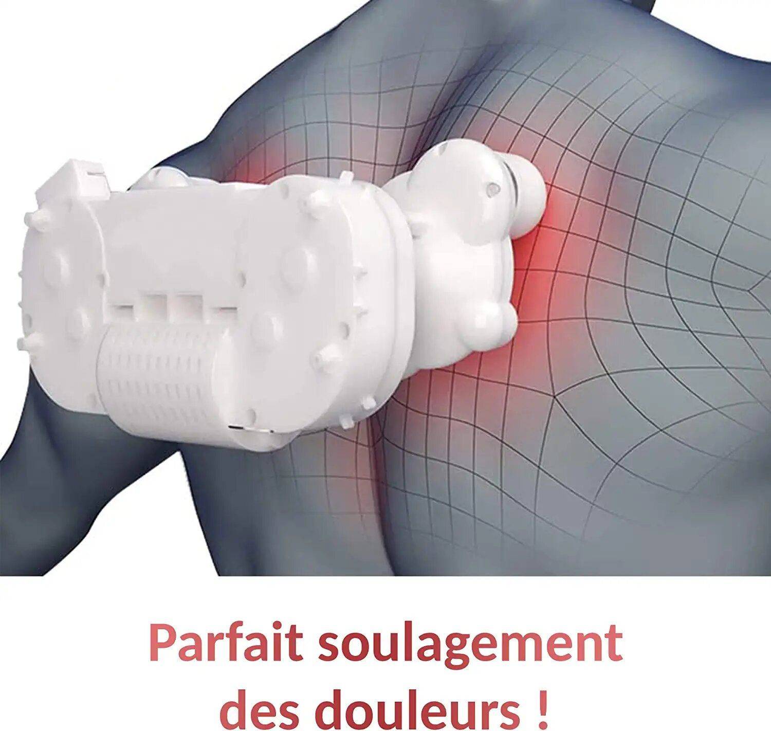 FISHTEC - Masseur Cervical Cou Epaules et Dos Appareil de Massage Électrique Chauffant avec Rouleaux Shiatsu 3 Vitesses Réglables Cuir Gris - Image 5
