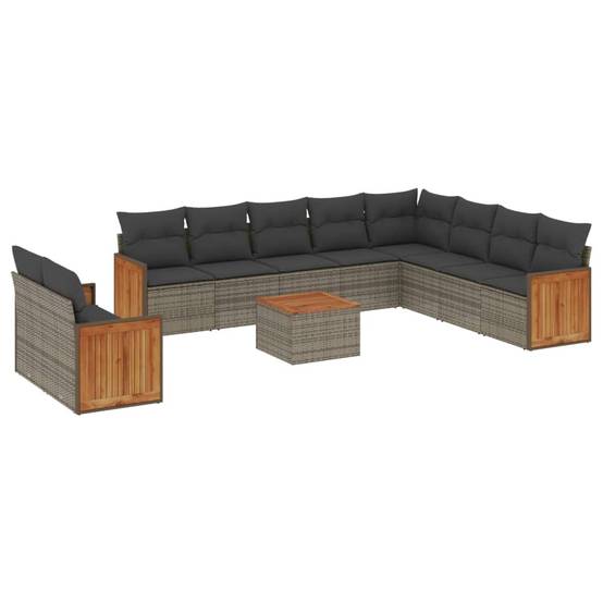 Ensemble de Jardin Bas 11 pcs Résine Tressée Grise Modulable avec 4 Fauteuils Coussins Gris – ComfortXL Outdoor Living - Image 2