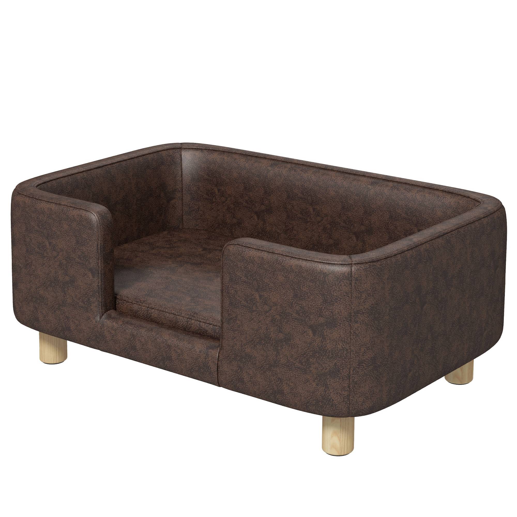 Lit canapé micro-fibre pour chien et chat avec rebord protecteur 74cm marron - ComfortXL Outdoor Living - Image 2
