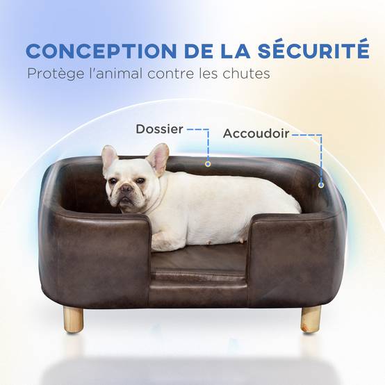 Lit canapé micro-fibre pour chien et chat avec rebord protecteur 74cm marron - ComfortXL Outdoor Living - Image 7