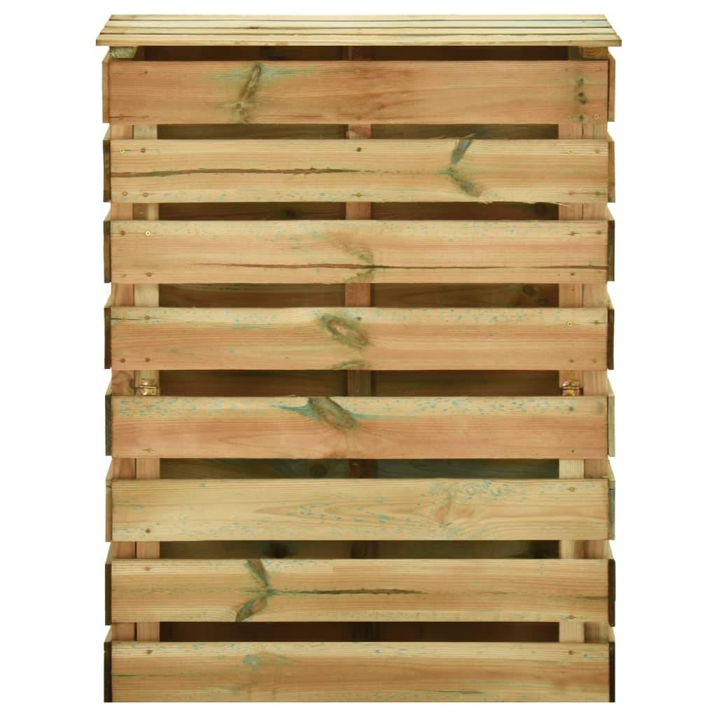 Composteur de Jardin en Bois de Pin Imprégné à Lattes 80x50x100 cm pour Compost Naturel Brun - ComfortXL Outdoor Living - Image 4