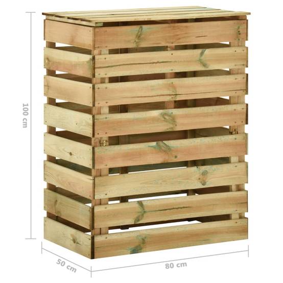 Composteur de Jardin en Bois de Pin Imprégné à Lattes 80x50x100 cm pour Compost Naturel Brun - ComfortXL Outdoor Living - Image 8