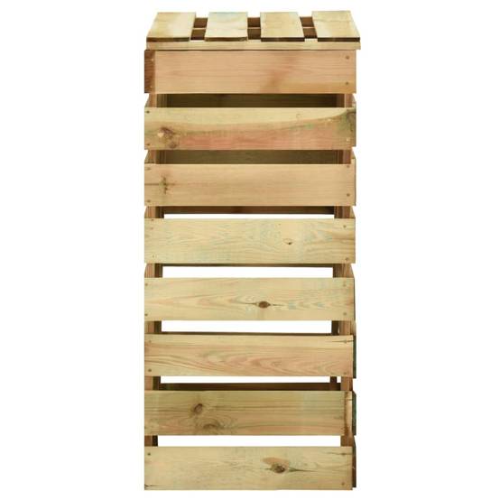Composteur de Jardin en Bois de Pin Imprégné à Lattes 80x50x100 cm pour Compost Naturel Brun - ComfortXL Outdoor Living - Image 5