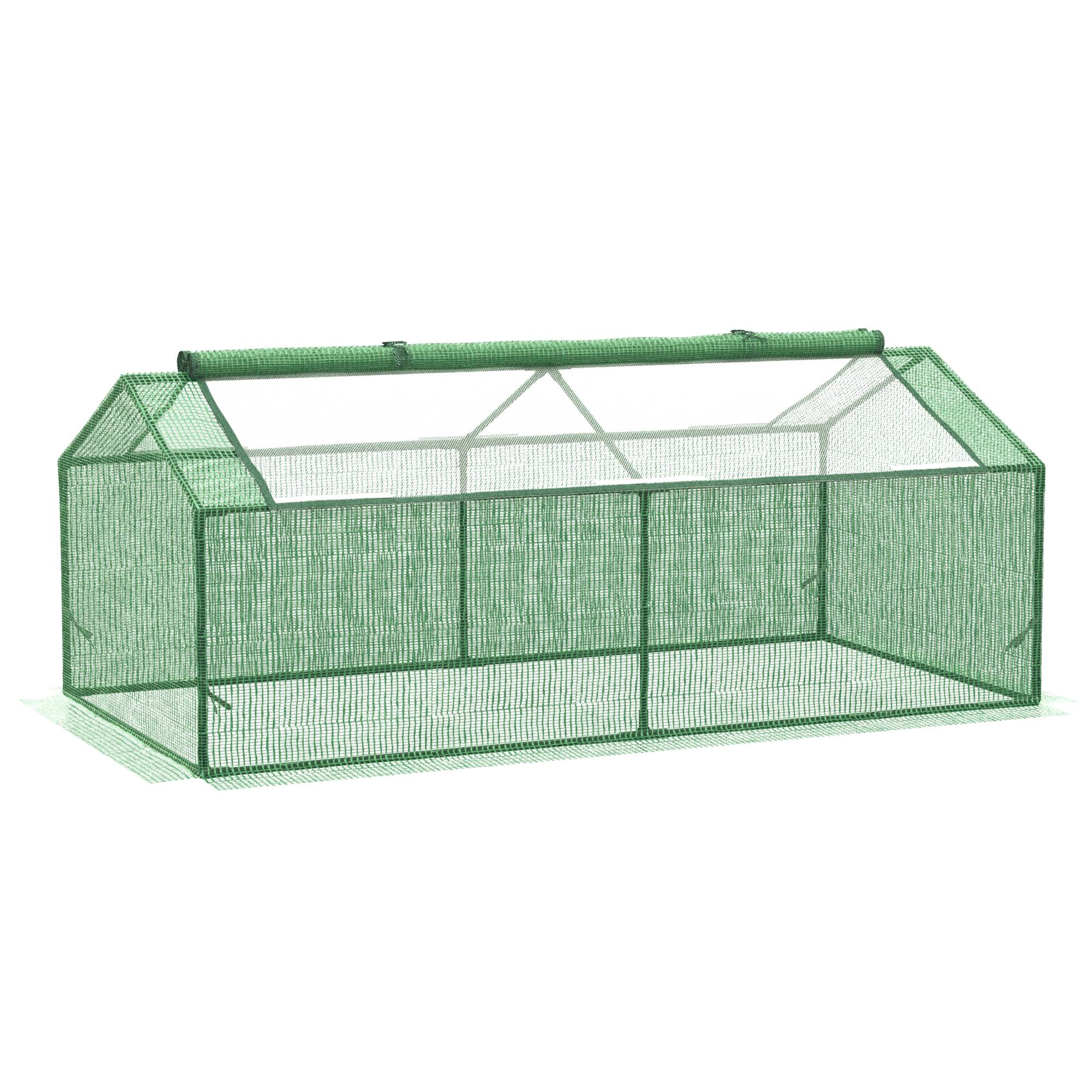 Serre avec fenêtre, film PE grillagé, hivernale, balcon, jardin, tomates 180x90x70cm, Vert - Image 1