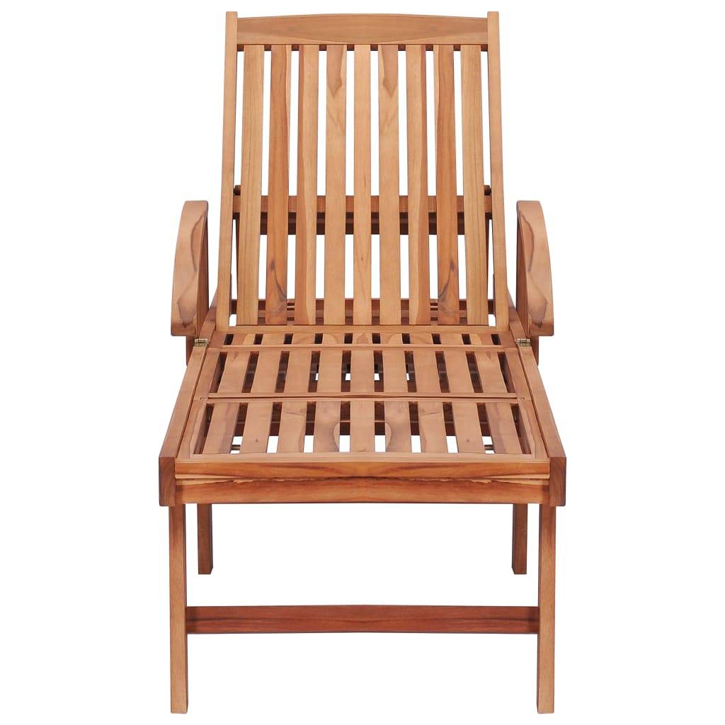 Helloshop26 - Lot de 2 transats chaise longue bain de soleil lit de jardin terrasse meuble d'extérieur avec coussin carreaux rouge teck solide - Imagen 5