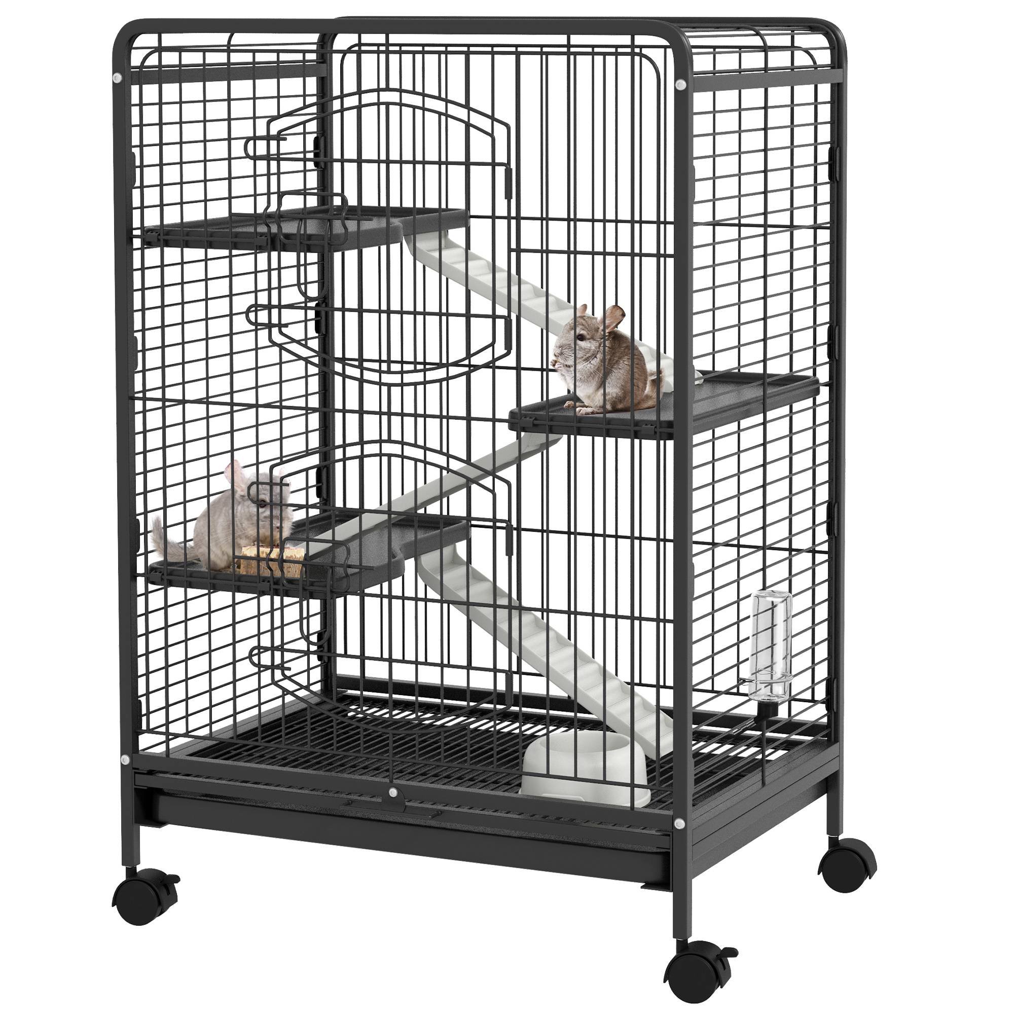 Cage pour rongeurs acier noir 61.5 x 44 x 95 cm - PANGIVO - Image 1