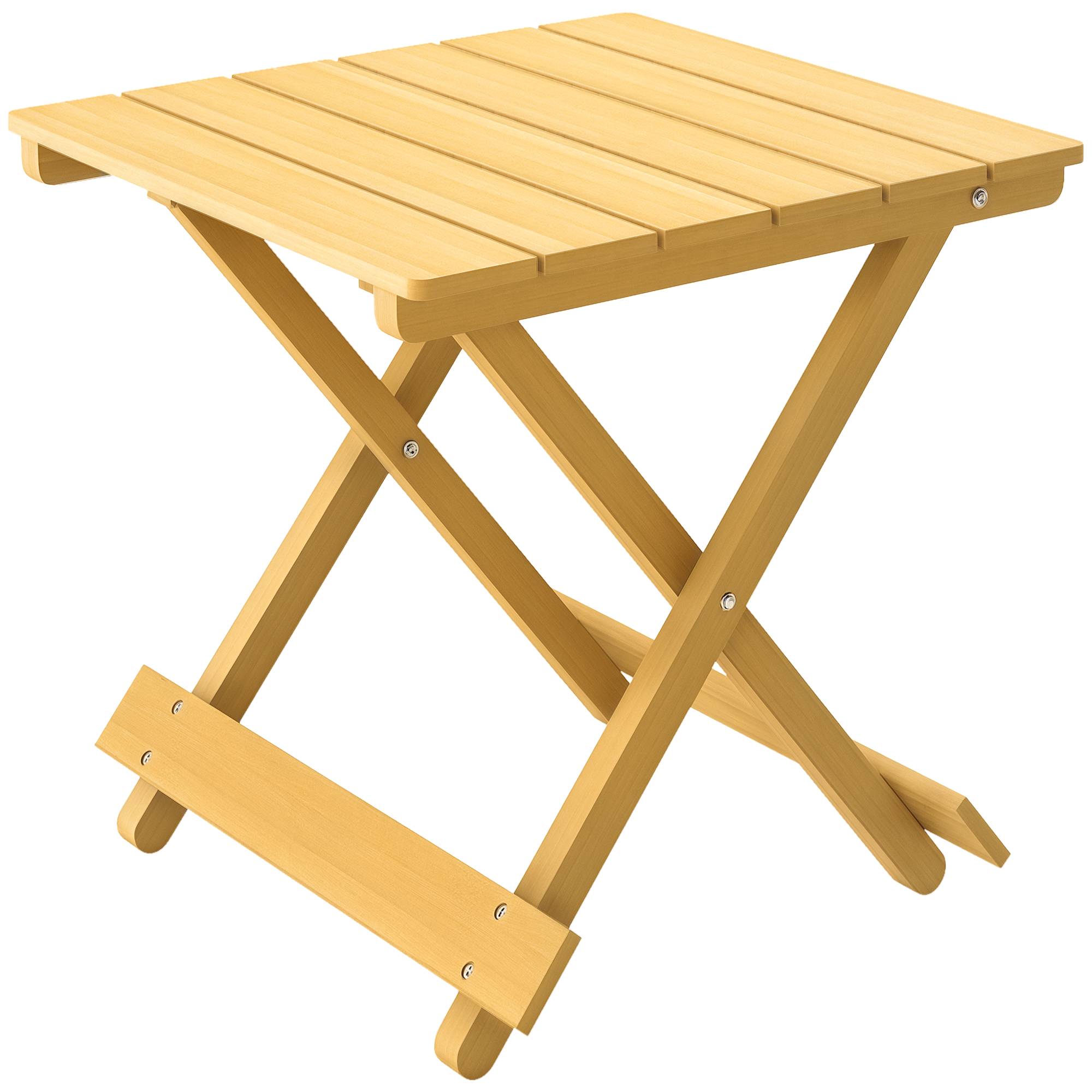 Outsunny - Table basse pliante d'appoint légère dessus à lattes pour balcon jardin terrasse 40x43x40 cm bois massif naturel - Outsunny - Image 1