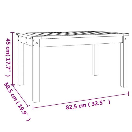 Table de jardin bois massif pin 82,5 x 50,5 x 45 cm, Poids :6.35kg - PANGIVO - Image 8