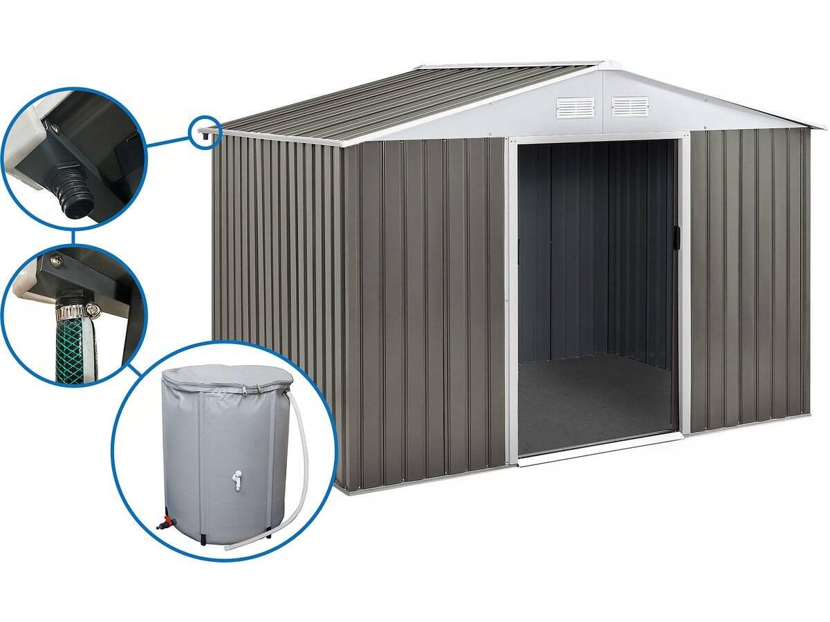 Habitat Et Jardin - Abri Jardin Métal "dallas"- 8.84m² Avec Gouttière Et Récupérateur D'eau - Taupe -habitat Et Jardin - Imagen 1
