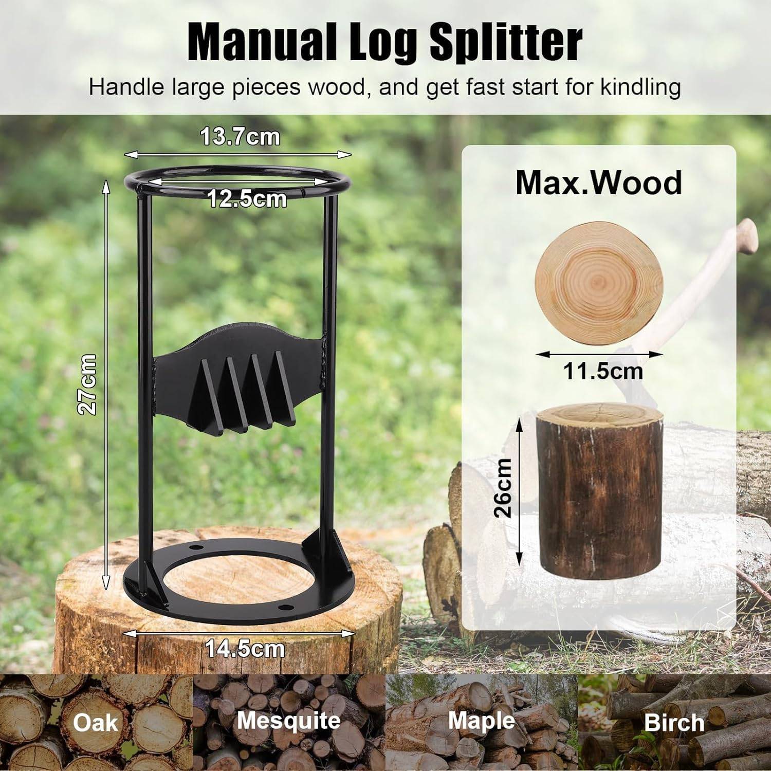 Fendeuse à bois manuelle, fendeuse à bois, machine à couper le bois,outil de fendage de bois manuel, adapté à la maison, à la famille-Lytech - Image 3