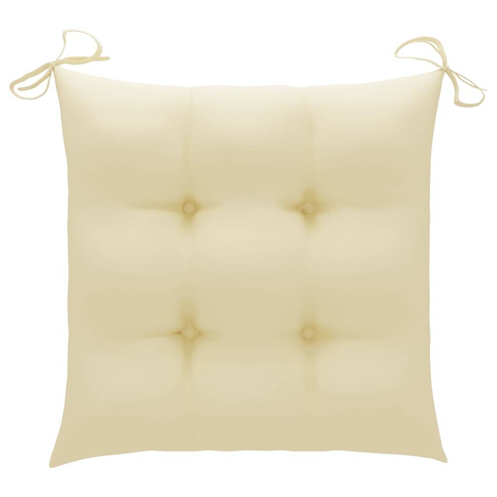 Lot de 2 Chaises de jardin et coussins - Chaises d'extérieur - Fauteuils de jardin blanc crème Teck massif - Image 7