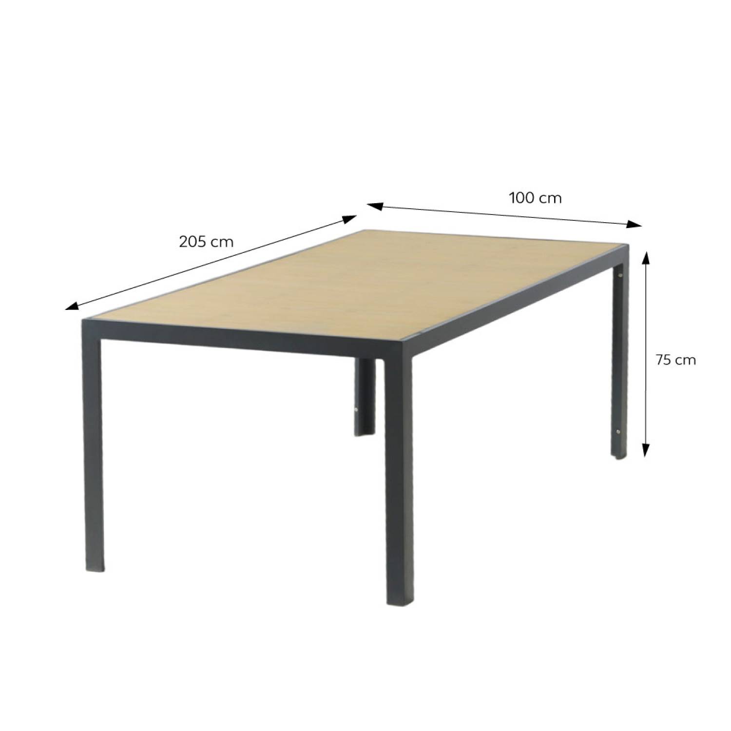 Table de jardin 200cm en aluminium et avec plateau en verre trempé effet bois LAGOS - Image 3