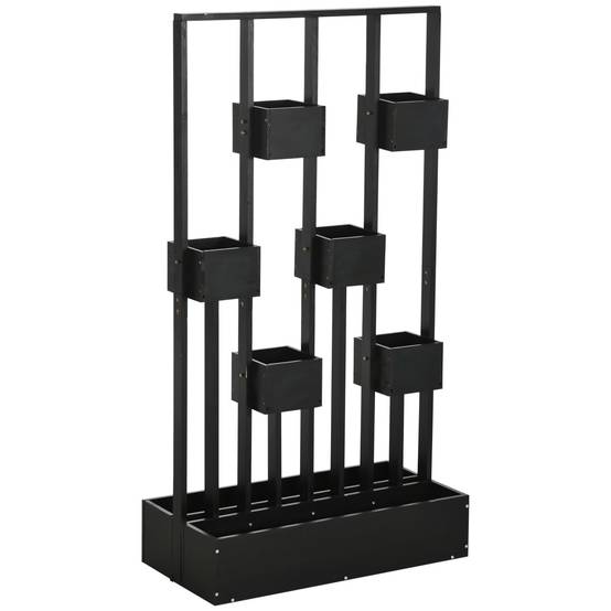 Jardinière surélevée avec treillis bois noir 90 x 45 x 170 cm PANGIVO