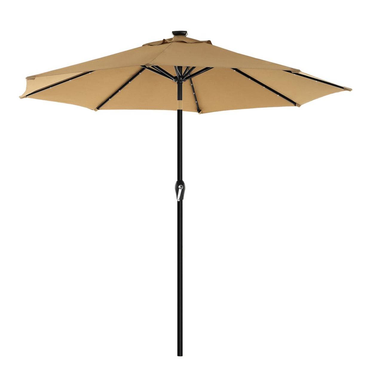 Helloshop26 - Parasol de jardin avec ampoules led à énergie solaire ombrelle de terrasse diamètre 3 m protection salaire upf50+ inclinaison réglable avec manivelle - Imagen 1