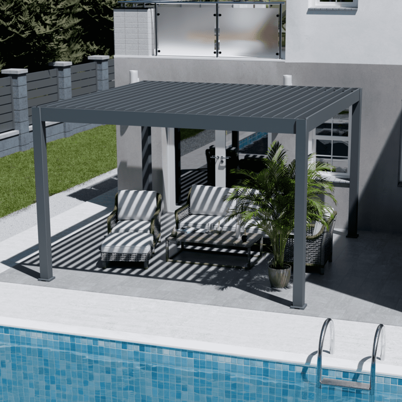 Ombrea - Pergola bioclimatique Ombréa autoportante 4x4M - Anthracite - ELMO Ombréa - Image 6