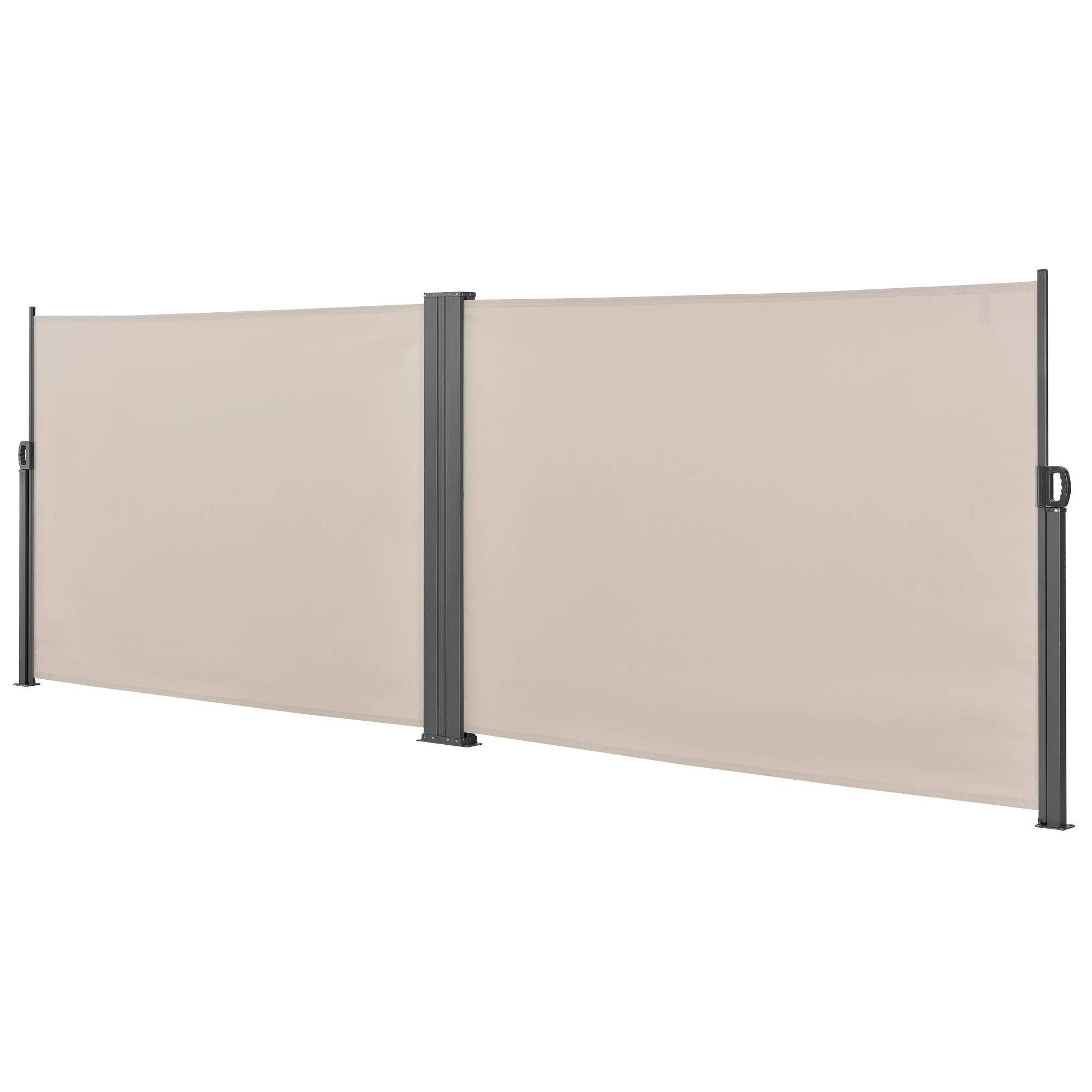Helloshop26 - Double brise-soleil pare-soleil garde-vue métal et polyester 180 x (2 x 300) cm beige - Imagen 1