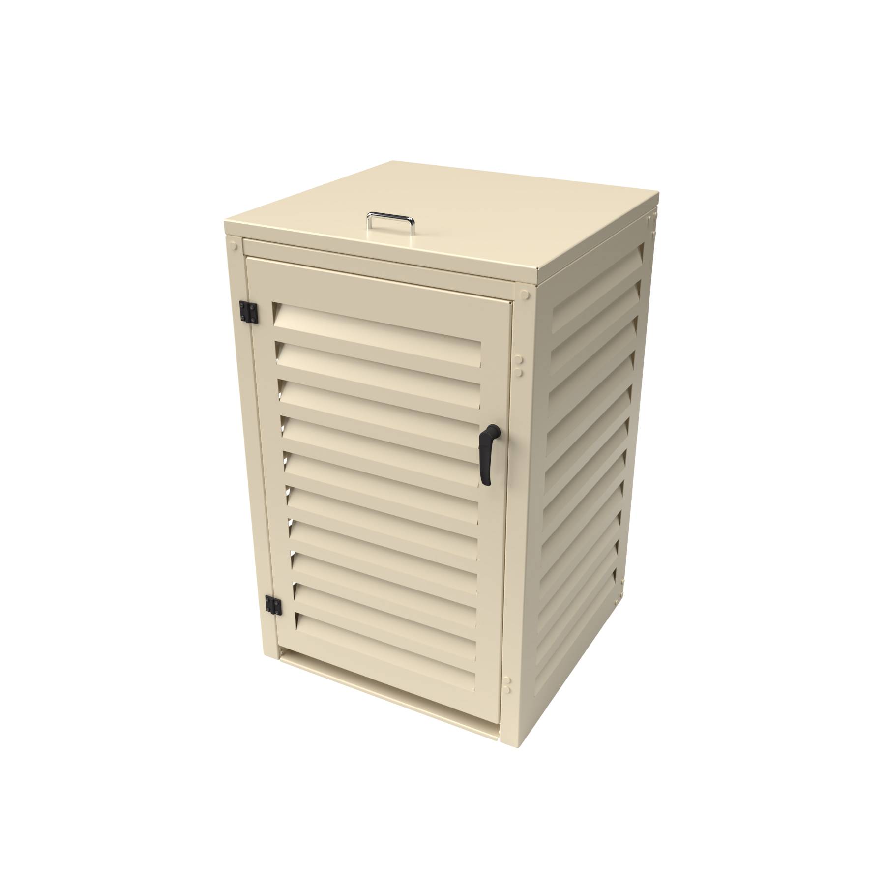 Cache Poubelle Extérieur Simple en Aluminium thermolaqué - Abri pour 1 conteneur 120 Litres – Crème RAL 1015 - Image 1
