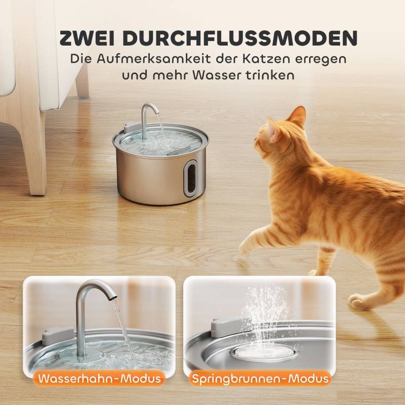 Fontaine à Eau Chat Inox 2.5L Silencieuse LED Filtre Charbon Actif Automatique Argent - ComfortXL Pet Living - Image 5