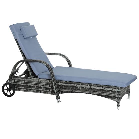 Bain de soleil résine tressée gris 200 x 73 x 103 cm - PANGIVO - Image 2