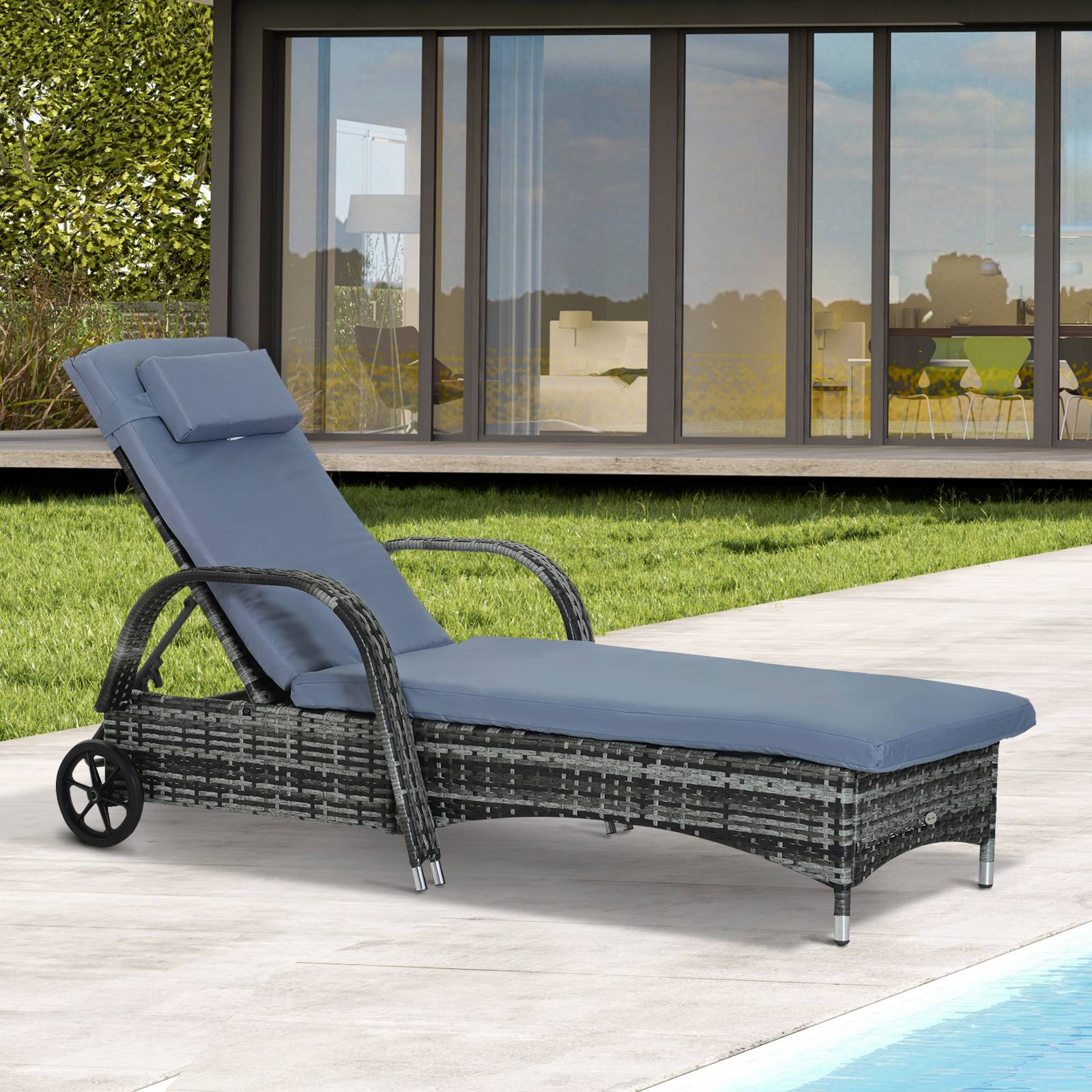 Bain de soleil résine tressée gris 200 x 73 x 103 cm - PANGIVO - Image 4