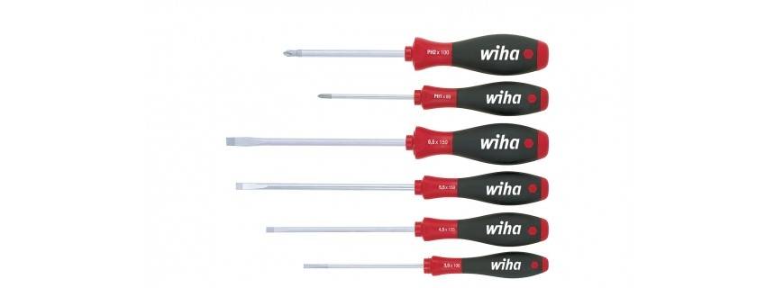 Jeu de 6 tournevis SoftFinish WIHA - Fente/Philips - 07152