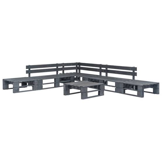 6 pcs Salon de jardin palette - Mobilier d'extérieur Bois Gris-JU13585 - Image 2