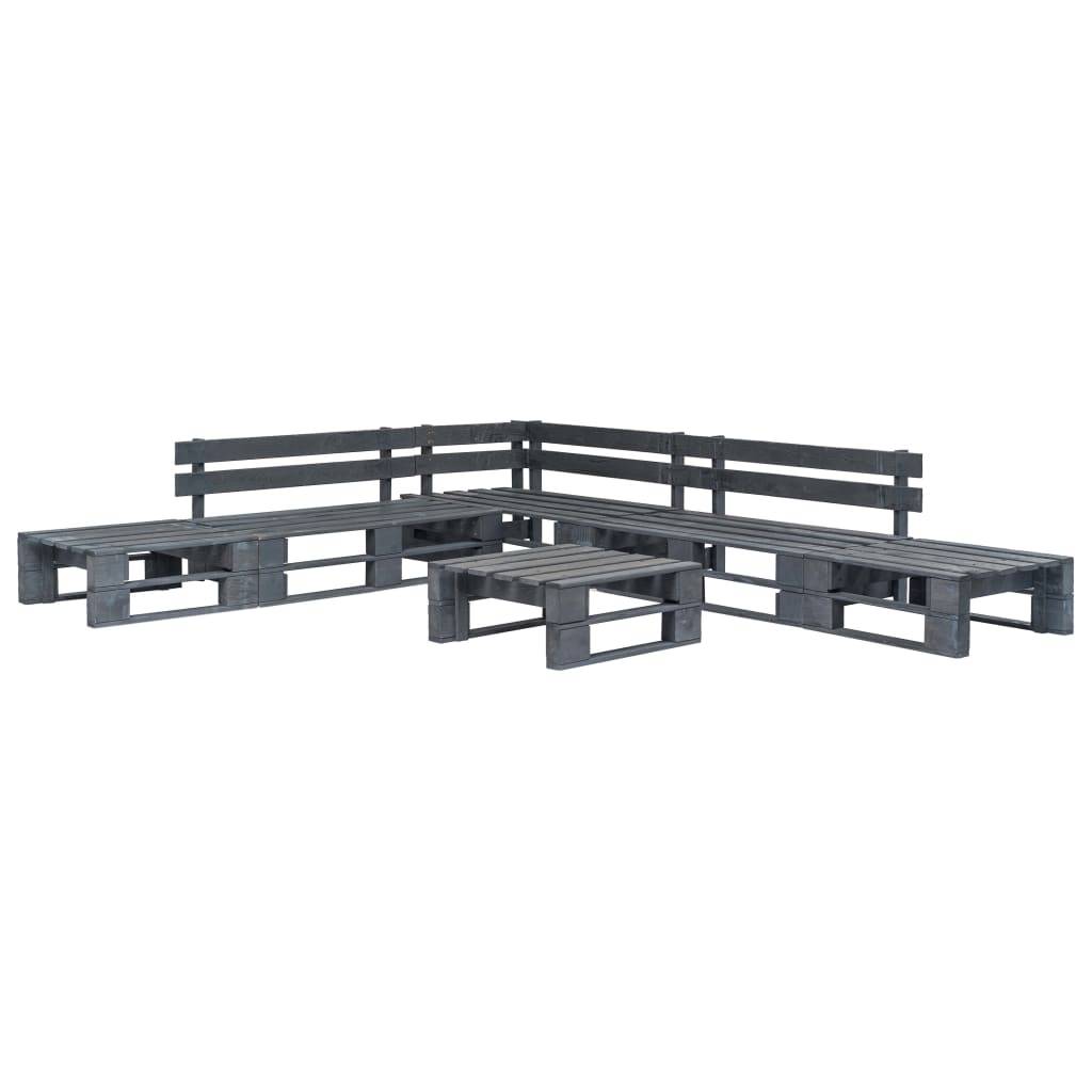 6 pcs Salon de jardin palette - Mobilier d'extérieur Bois Gris-JU13585 - Image 2