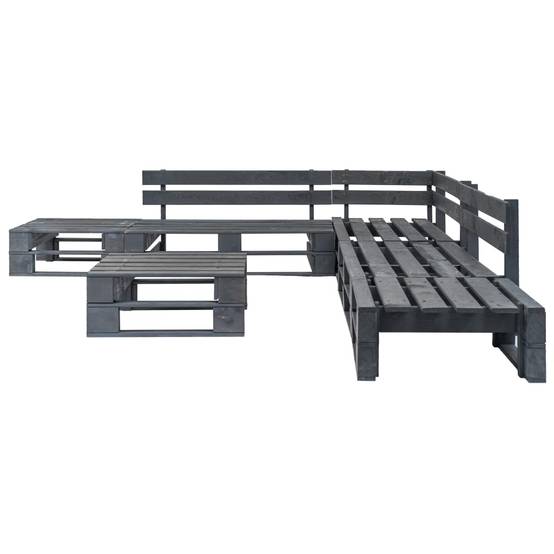 6 pcs Salon de jardin palette - Mobilier d'extérieur Bois Gris-JU13585 - Image 1