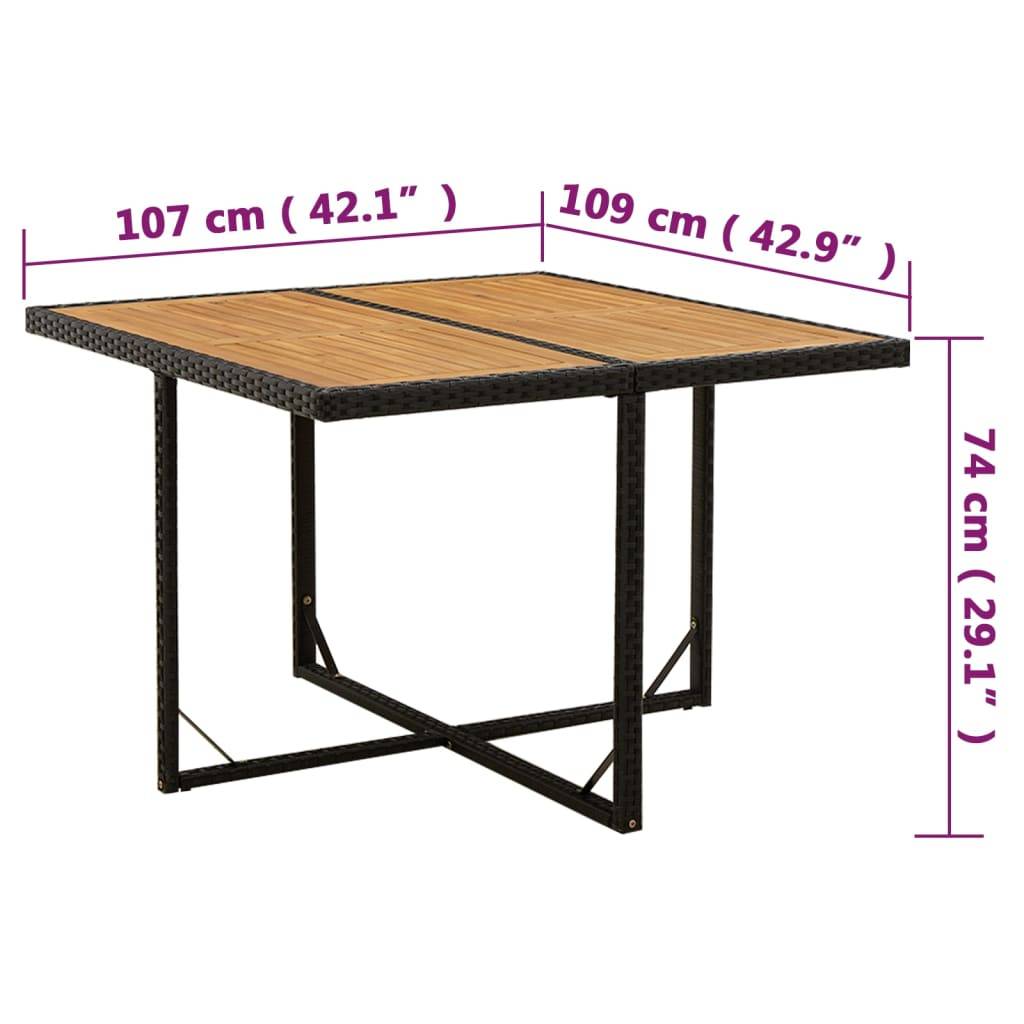 PANGIVO - Table de jardin résine tressée bois massif noir 109 x 107 x 74 cm - PANGIVO - Image 7