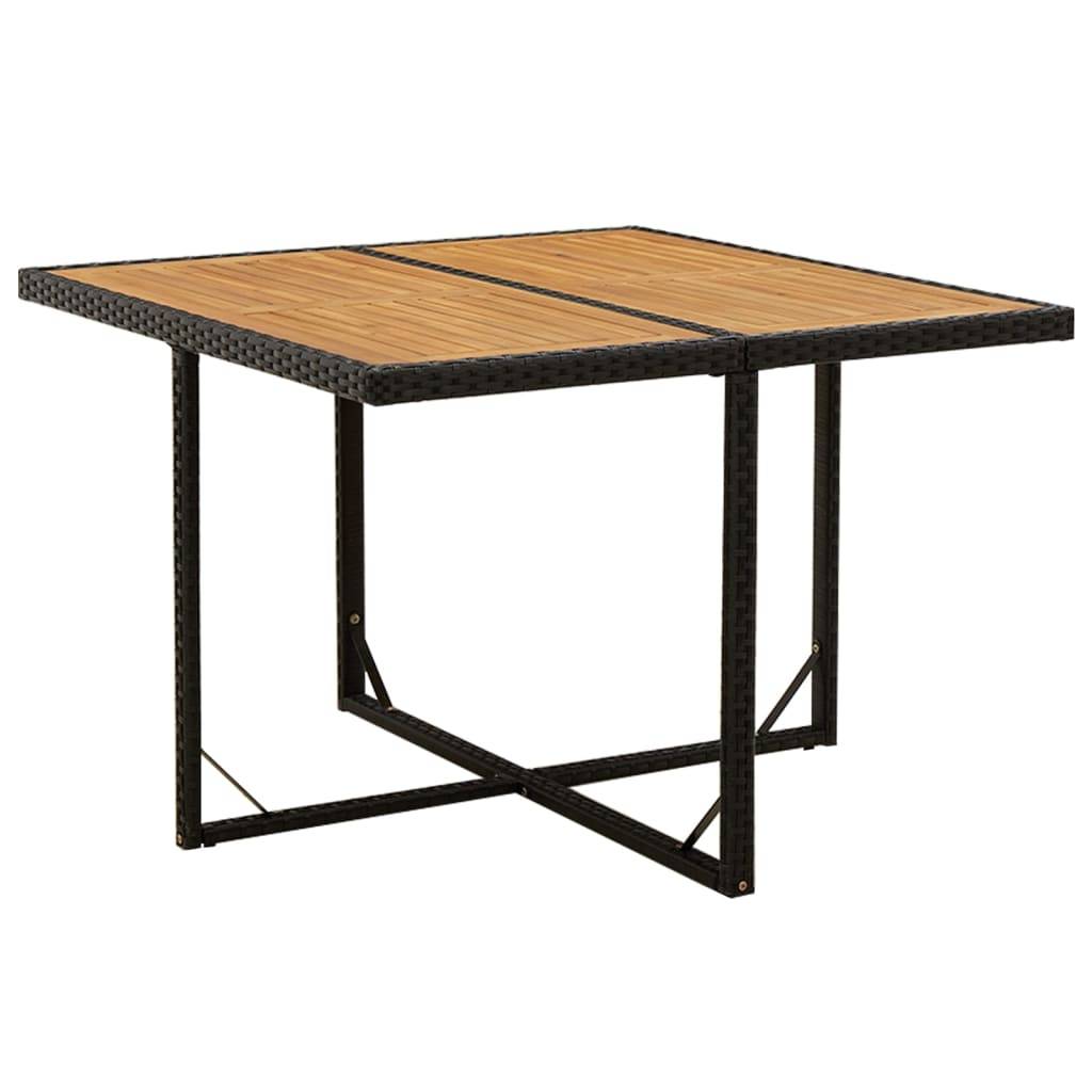 PANGIVO - Table de jardin résine tressée bois massif noir 109 x 107 x 74 cm - PANGIVO - Image 1