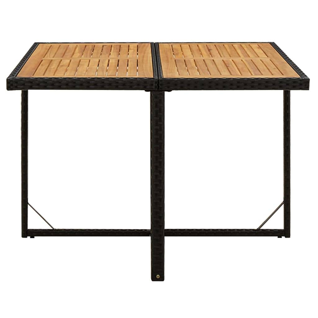 PANGIVO - Table de jardin résine tressée bois massif noir 109 x 107 x 74 cm - PANGIVO - Image 2