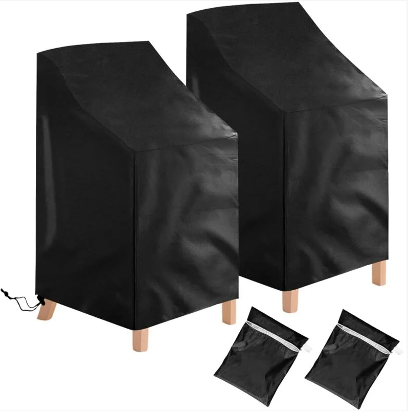IntiMeg - Lot de 2 housses de protection pour chaises de jardin - Imperméables, coupe-vent, résistantes aux UV - En polyester Oxford - Pour chaises empilables - Image 1