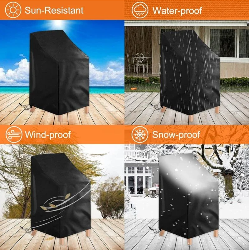 IntiMeg - Lot de 2 housses de protection pour chaises de jardin - Imperméables, coupe-vent, résistantes aux UV - En polyester Oxford - Pour chaises empilables - Image 5