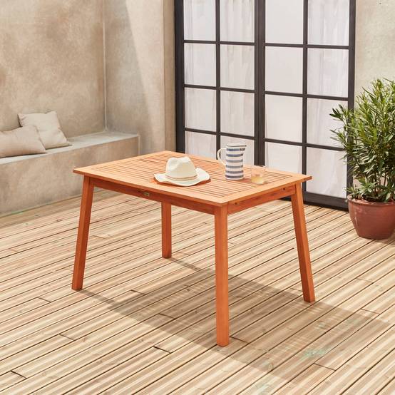 Table de jardin en bois 120-180cm - Almeria - Table rectangulaire avec allonge eucalyptus Intérieur / Extérieur | sweeek - Image 4