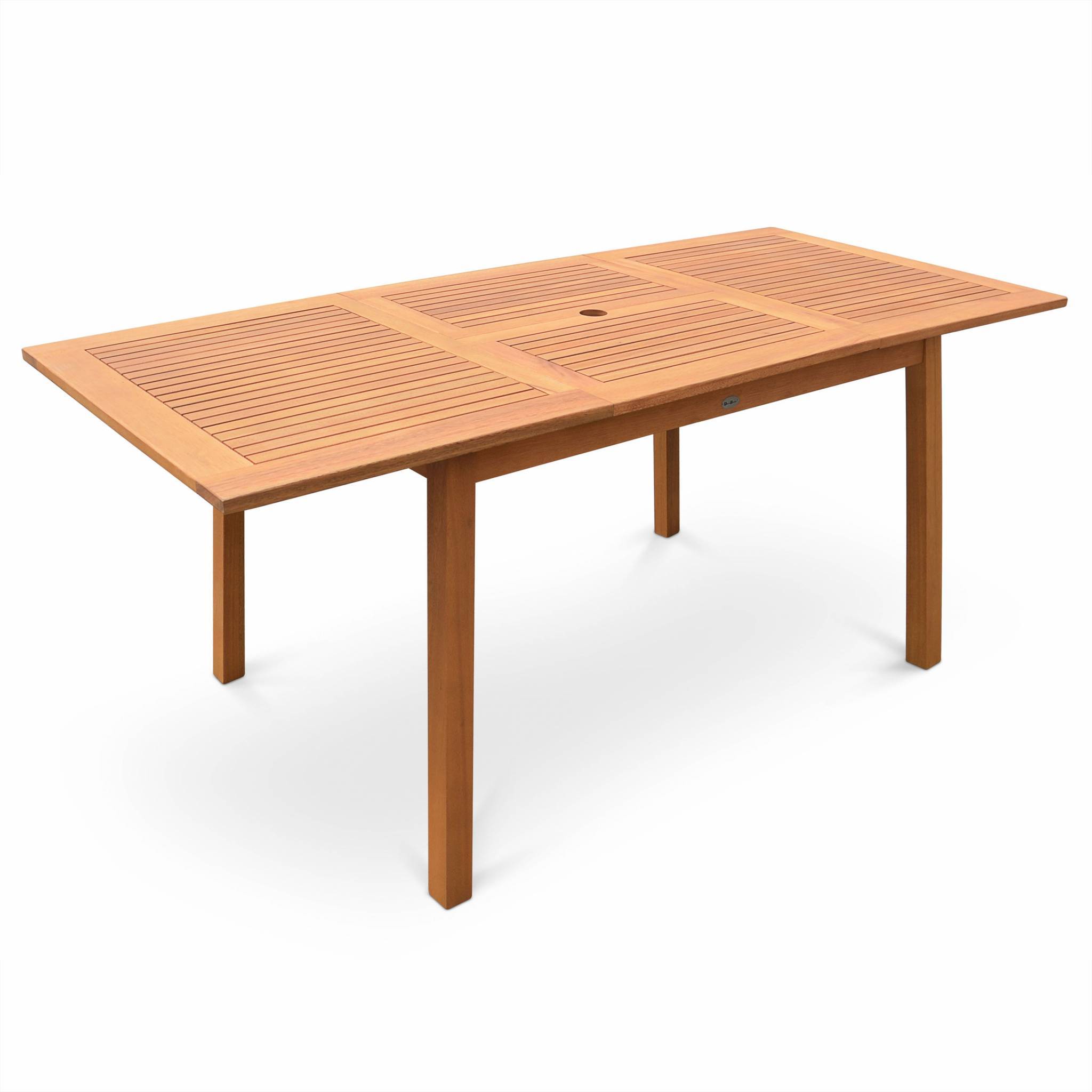 Table de jardin en bois 120-180cm - Almeria - Table rectangulaire avec allonge eucalyptus Intérieur / Extérieur  | sweeek - Image 2