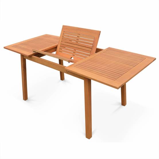 Table de jardin en bois 120-180cm - Almeria - Table rectangulaire avec allonge eucalyptus Intérieur / Extérieur | sweeek - Image 6