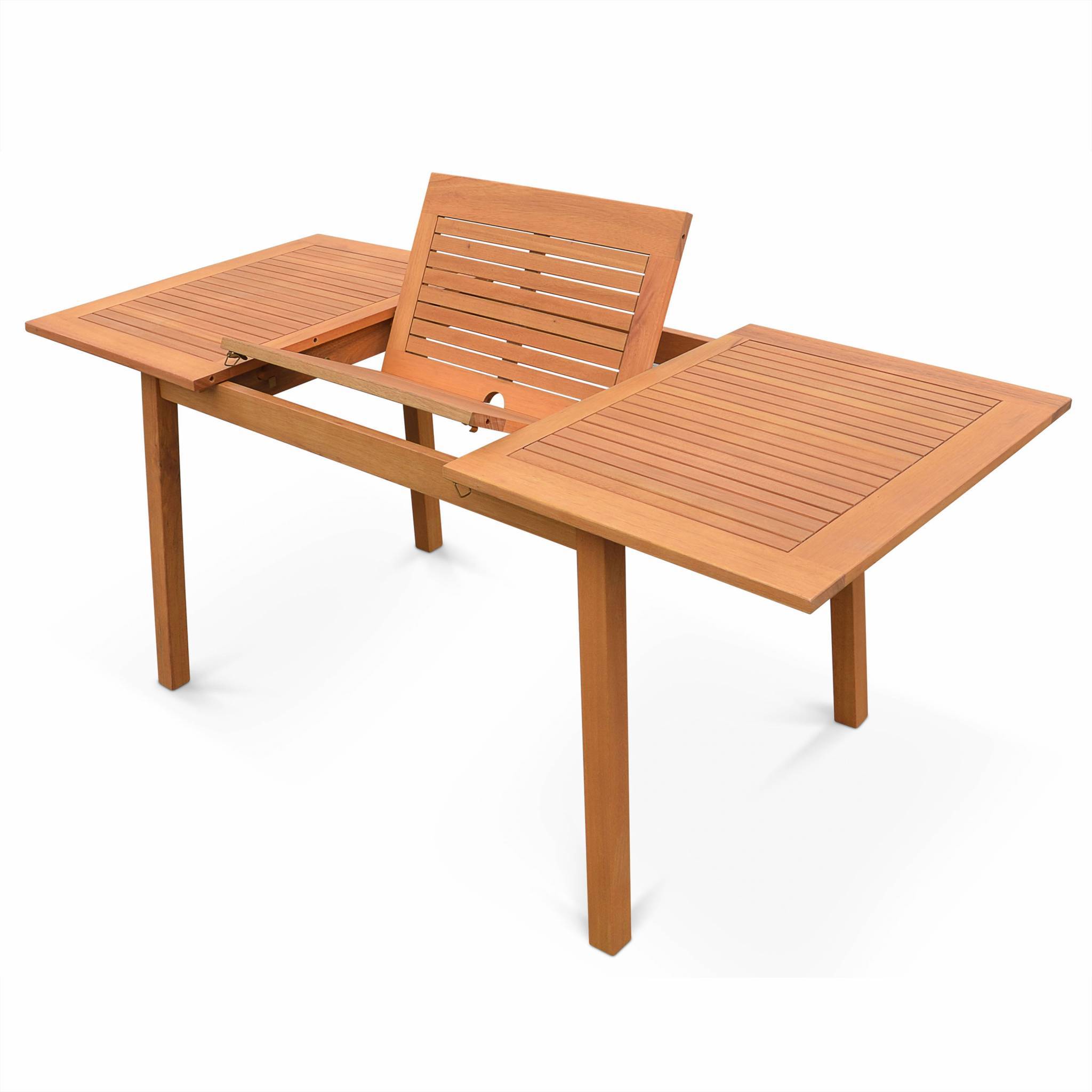 Table de jardin en bois 120-180cm - Almeria - Table rectangulaire avec allonge eucalyptus Intérieur / Extérieur  | sweeek - Image 6