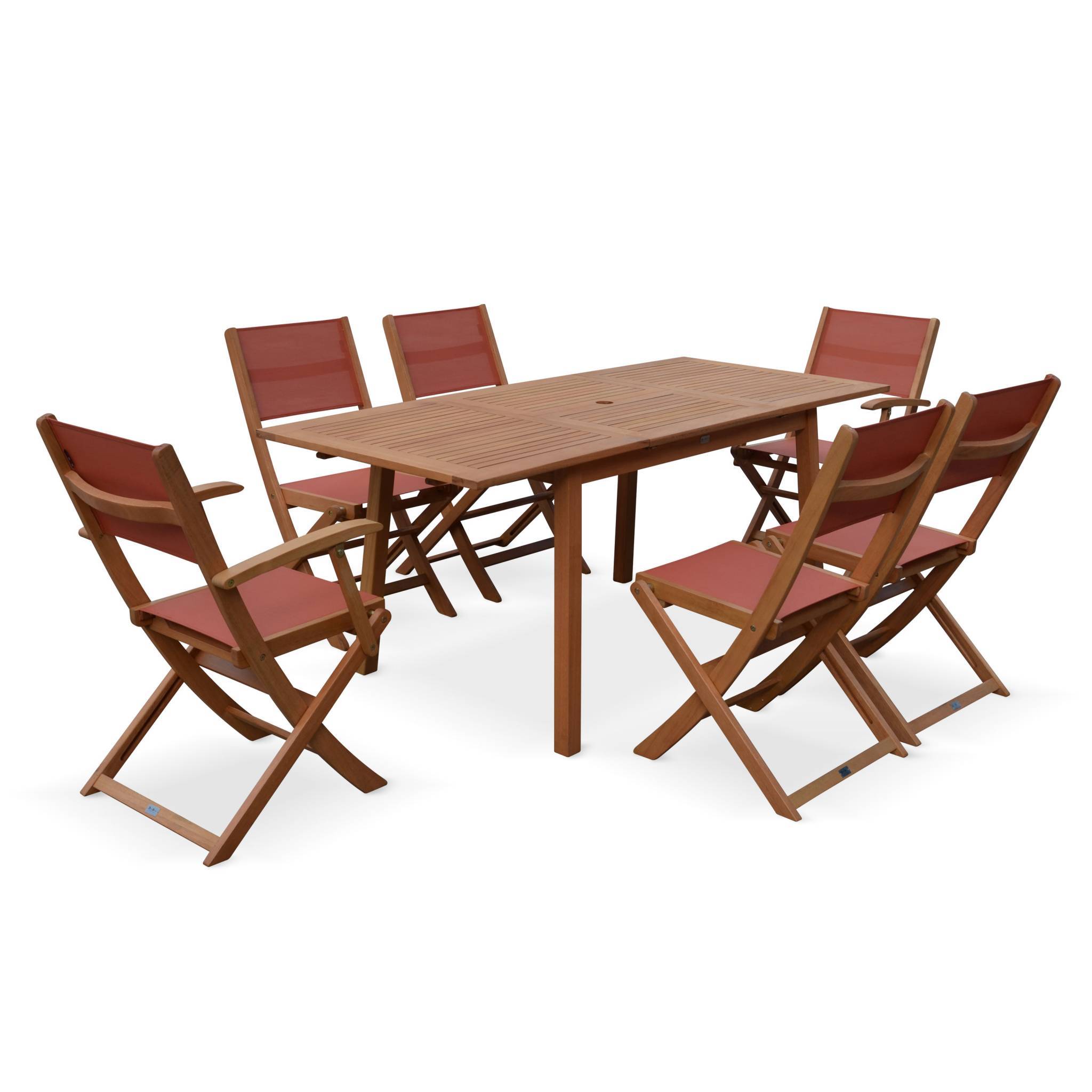 Table de jardin en bois 120-180cm - Almeria - Table rectangulaire avec allonge eucalyptus Intérieur / Extérieur | sweeek - Image 5