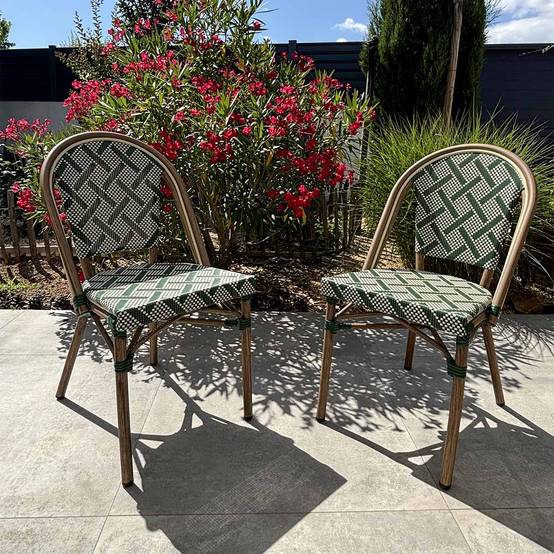Paris Prix - Lot de 2 Chaises de Jardin Empilable "Bistro" 87cm Vert - Image 2