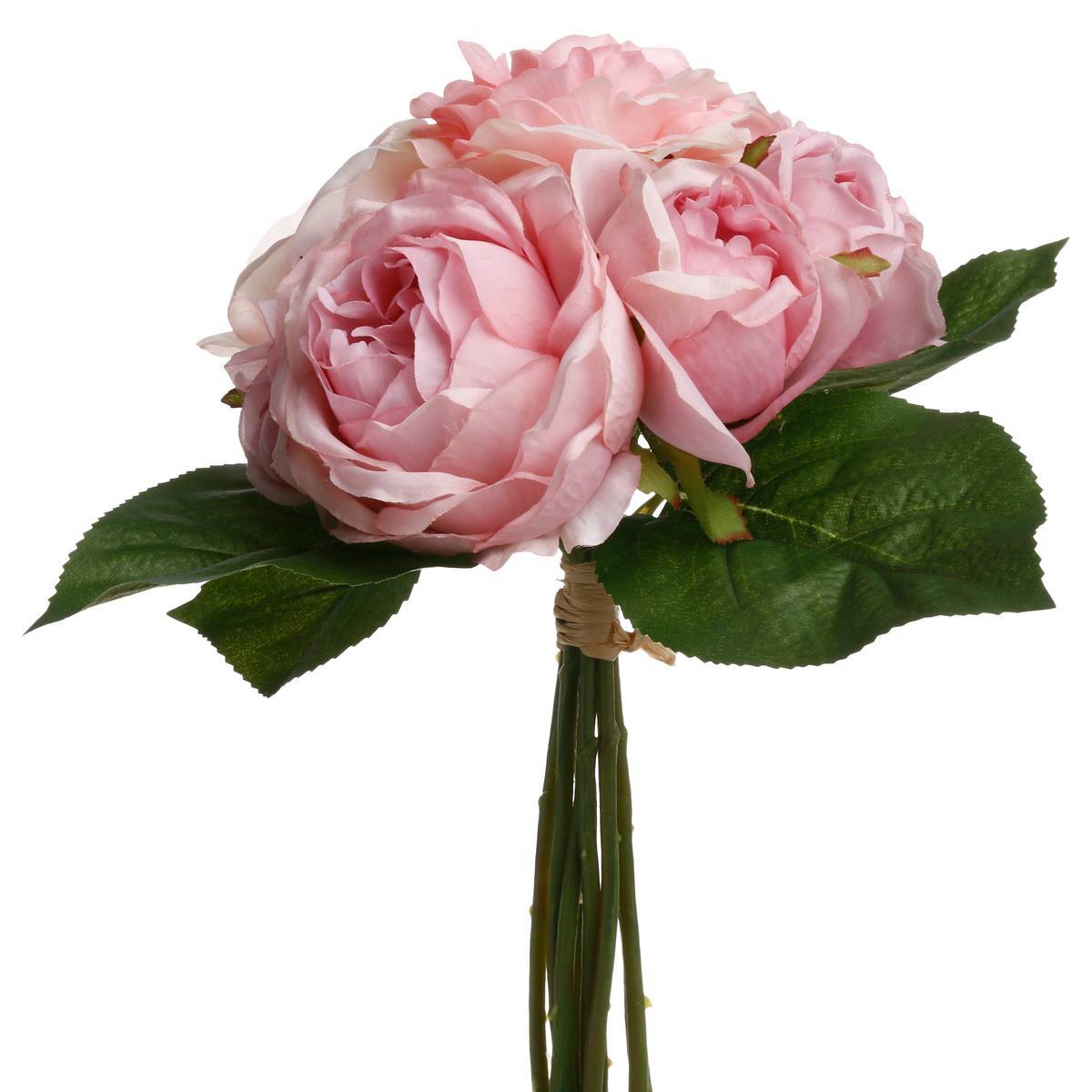 Atmosphera - Ramo de 9 rosas artificiales rosa H30cm - Atmosphera Creador de interiores - Imagen 1