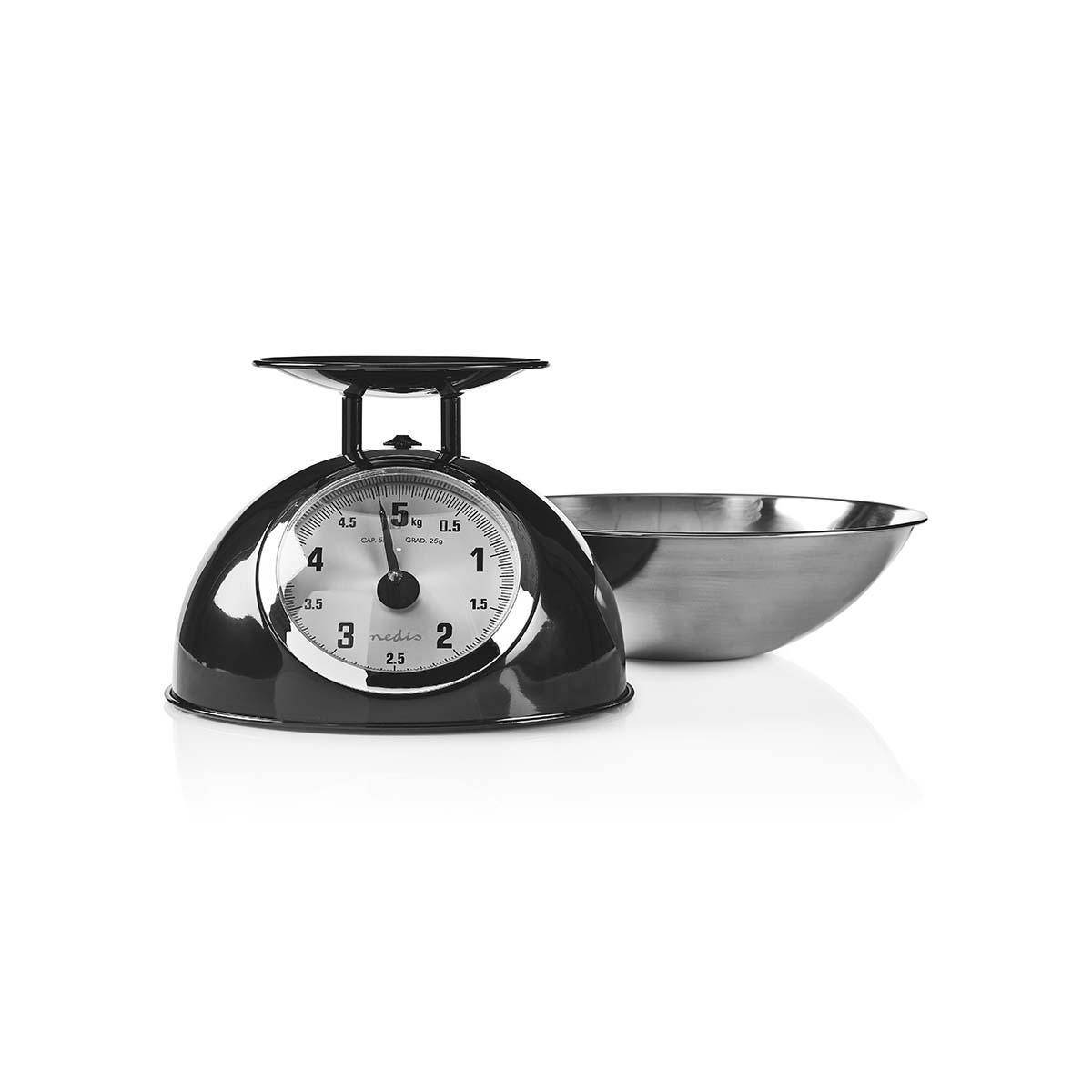 Balance de cuisine Retro Noire Analogique Bol amovible 5kg Acier Fonction Tare NEDIS - Imagen 2