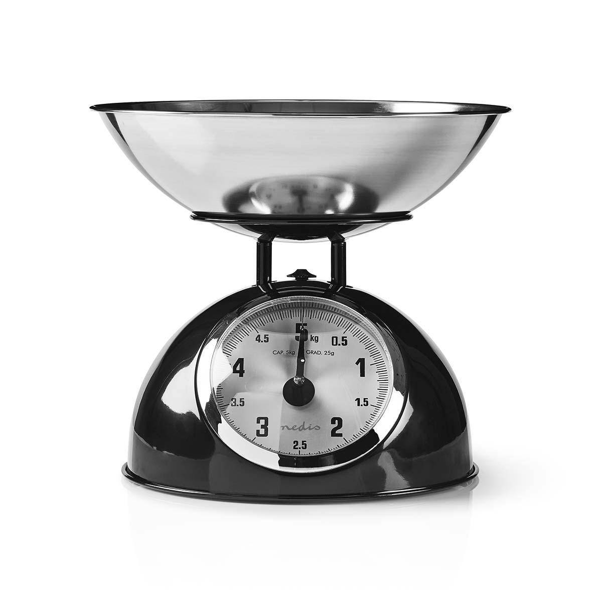 Balance de cuisine Retro Noire Analogique Bol amovible 5kg Acier Fonction Tare NEDIS - Imagen 1