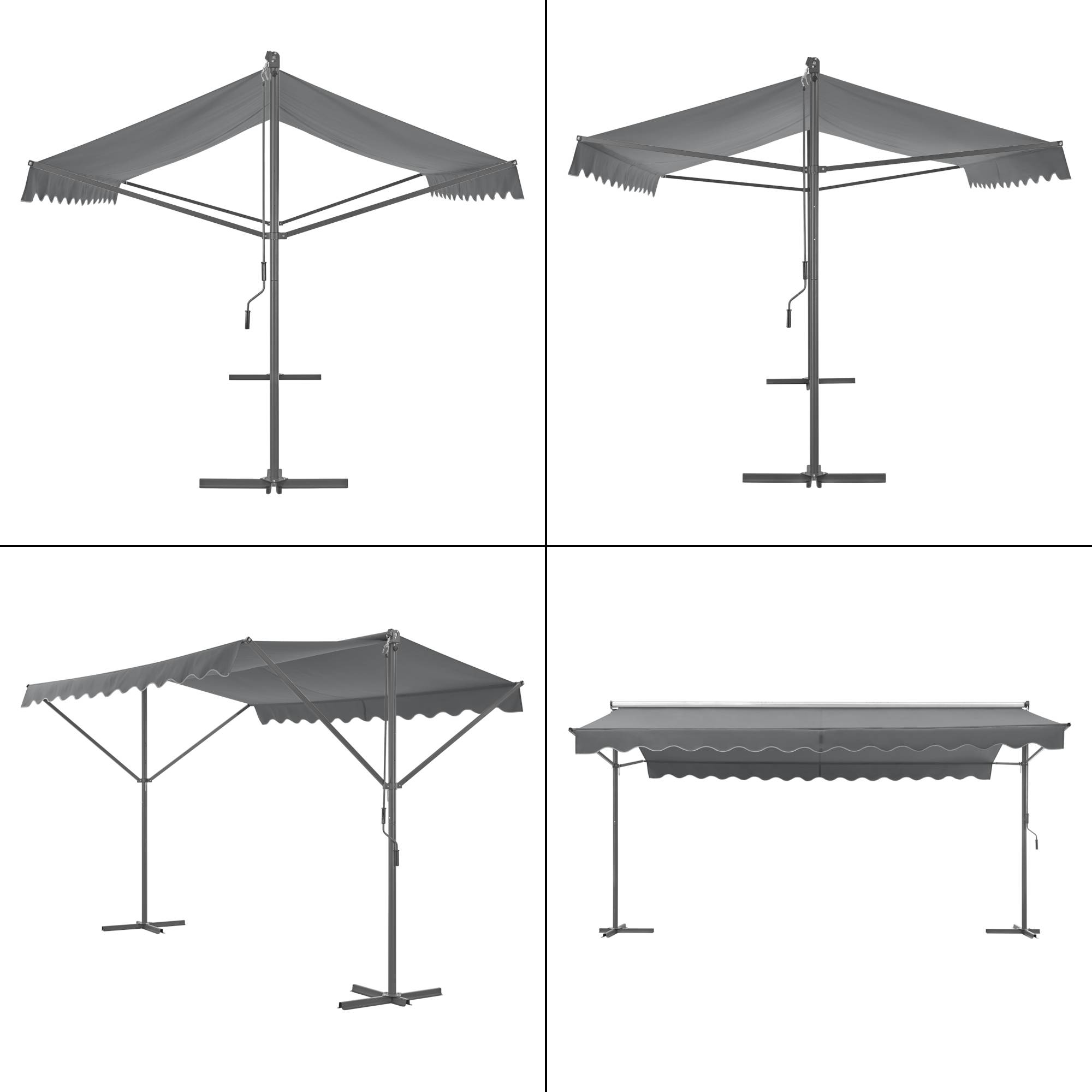 Pro.Tec - Store banne autoportant Selenizza à double pente 600 x 300 x 260 cm gris foncé [pro.tec] - Imagen 5