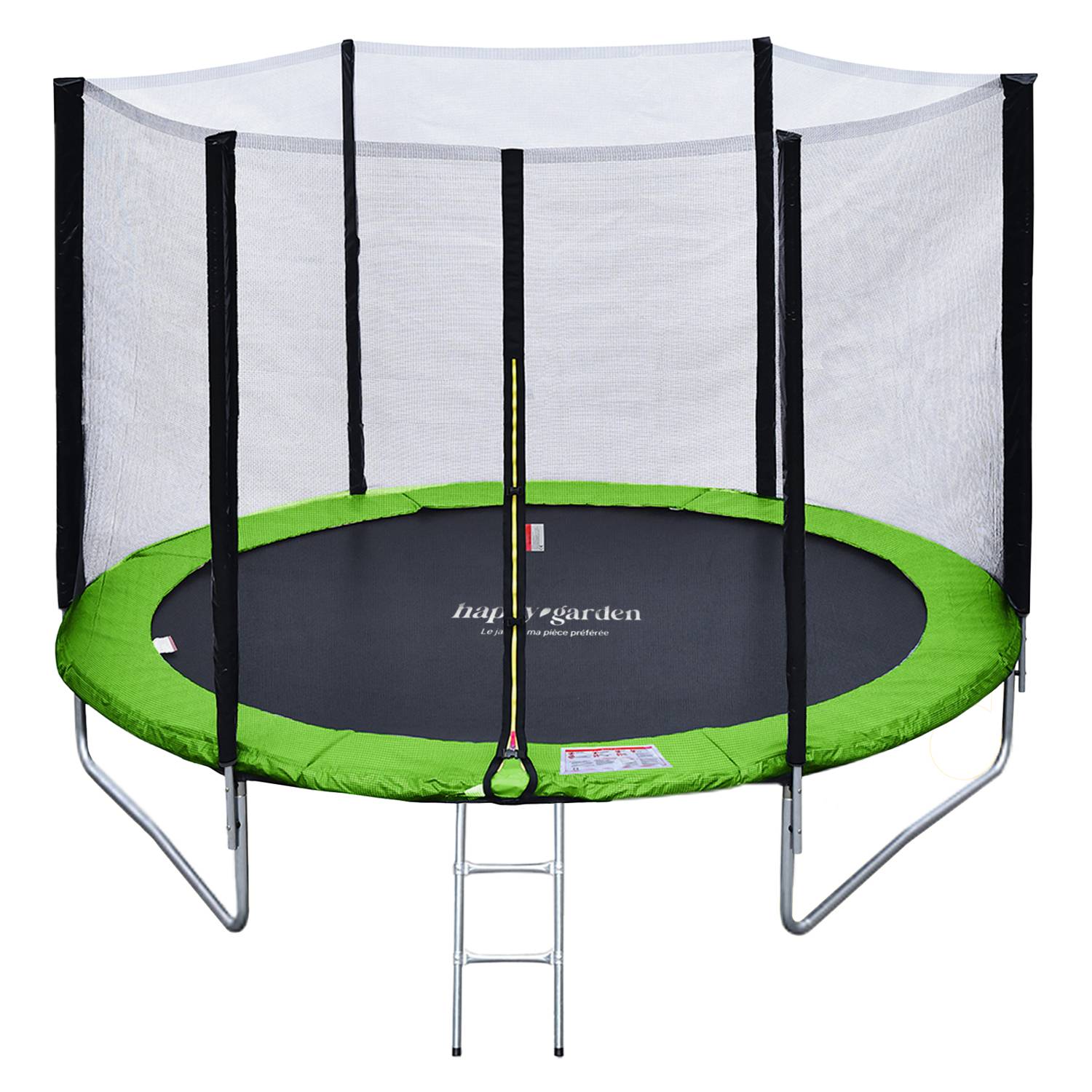 Pack Premium Trampoline 245cm réversible vert / bleu CANBERRA + filet, échelle, bâche et kit d'ancrage - HAPPY GARDEN - Image 1