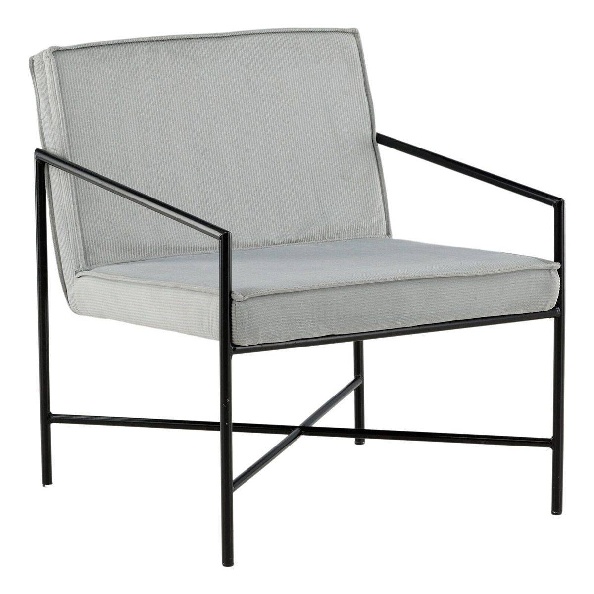 Paris Prix - Fauteuil Design Velours Côtelé "Rakel" 78cm Gris - Image 1