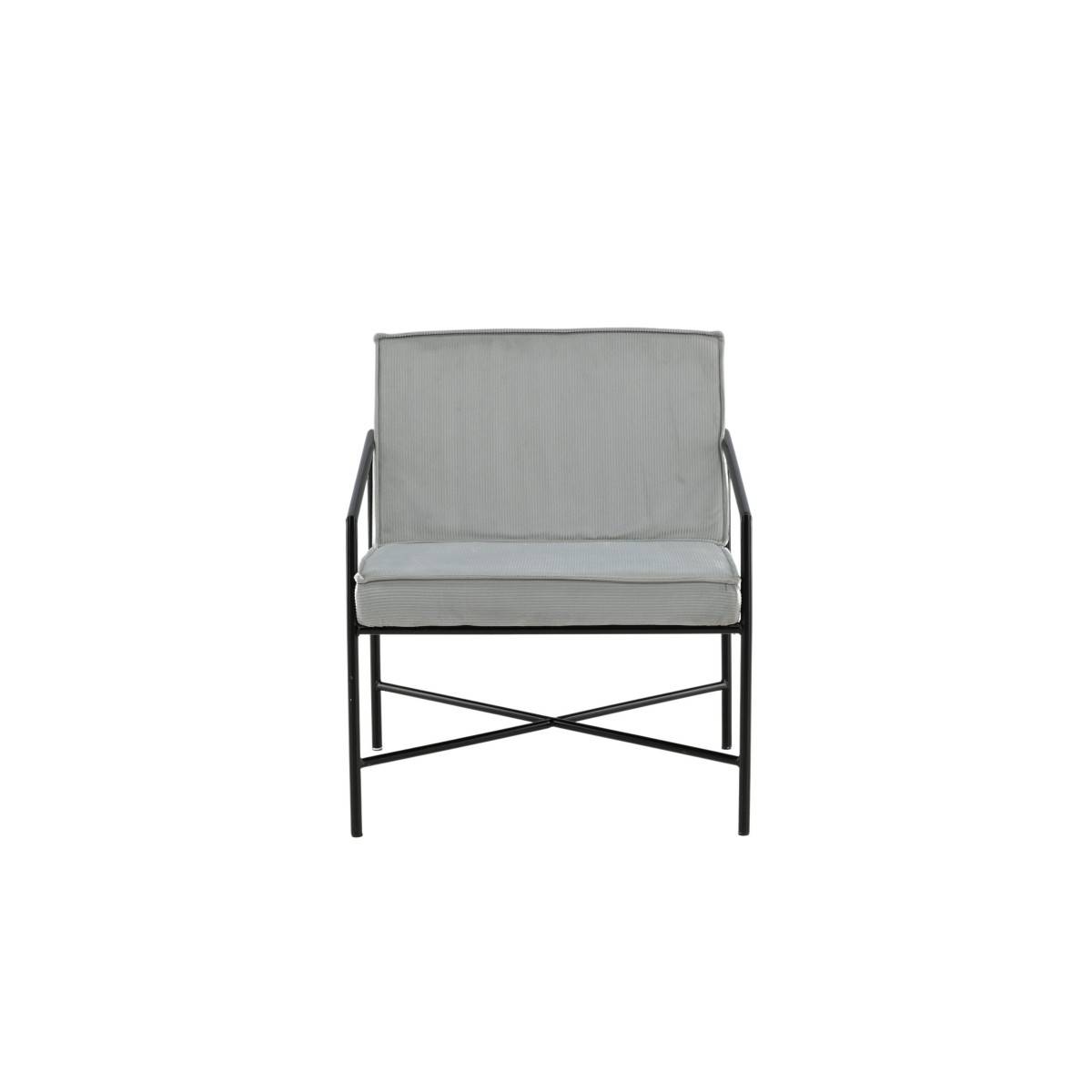 Paris Prix - Fauteuil Design Velours Côtelé "Rakel" 78cm Gris - Image 2