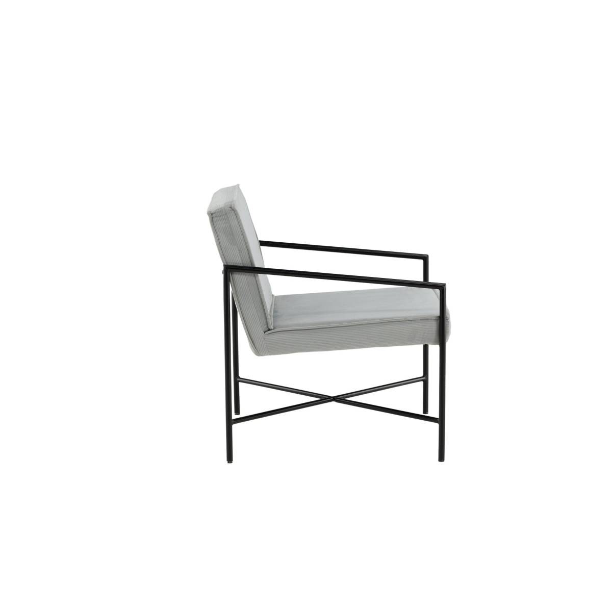 Paris Prix - Fauteuil Design Velours Côtelé "Rakel" 78cm Gris - Image 3