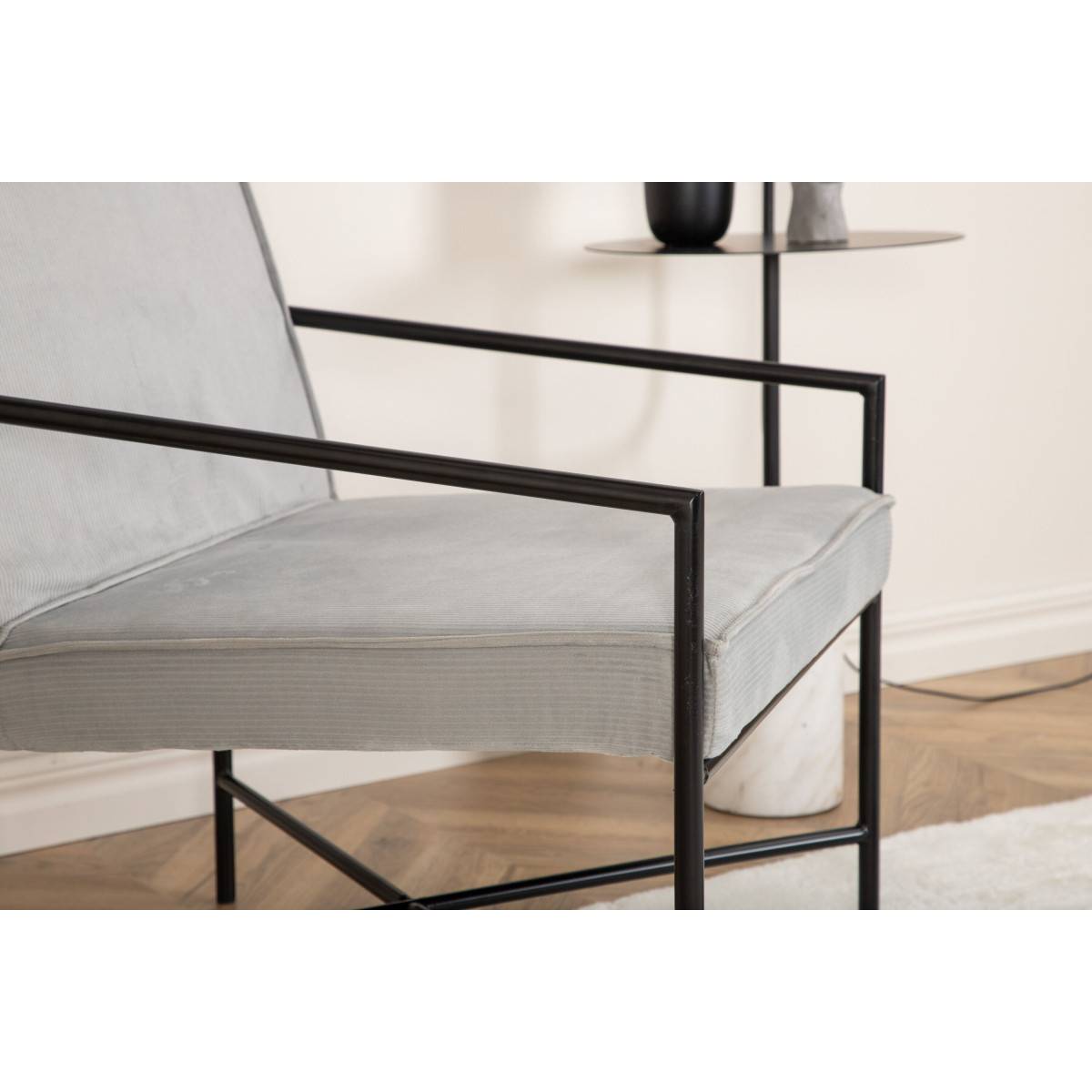 Paris Prix - Fauteuil Design Velours Côtelé "Rakel" 78cm Gris - Image 8