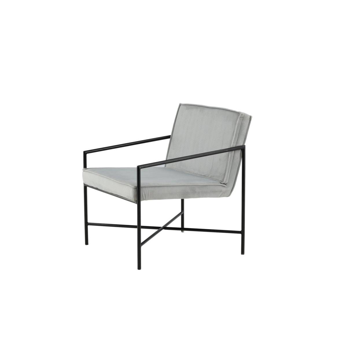 Paris Prix - Fauteuil Design Velours Côtelé "Rakel" 78cm Gris - Image 4